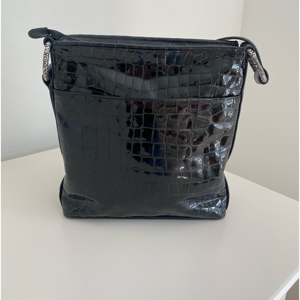 Brighton Black Croc embossed shoulder bag with silver detail